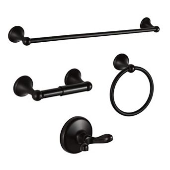 Bathroom Accessory Set Brushed Nickel Adjustable Towel Bar 4 pc Wall Mounted