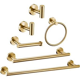 6 pc Brushed SUS304 Stainless Steel Bathroom Hardware Set Wall Mounted
