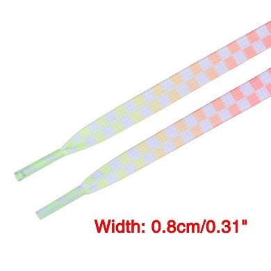 Women's Two Color Checkered Flat Shoelaces for Shoes 1 Pair 55.1"