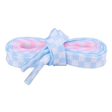 Women's Two Color Checkered Flat Shoelaces for Shoes 1 Pair 55.1"