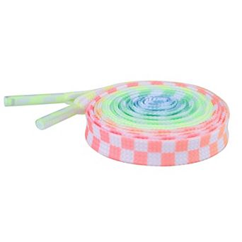 Women's Two Color Checkered Flat Shoelaces for Shoes 1 Pair 55.1"