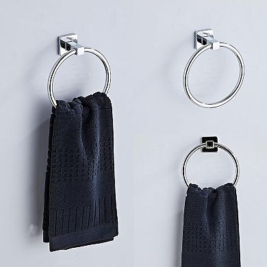 Brushed Bathroom Hardware Set 4 Piece Stainless Steel Wall Mounted Towel Bar Ring Hook Paper Holder