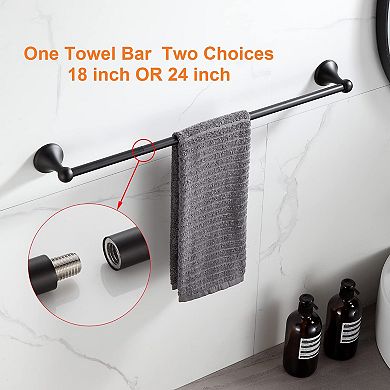 Bathroom Hardware Set Brushed Adjustable Towel Bar 8 Pieces Wall Mount