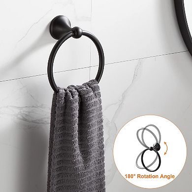 Bathroom Hardware Set Brushed Adjustable Towel Bar 8 Pieces Wall Mount