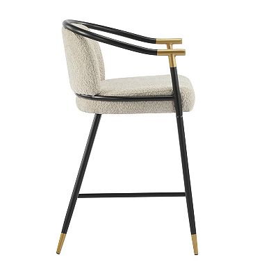 Christopher Knight Home Counter Stool with Iron Frame & Upholstered Seat Set of 2