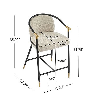 Christopher Knight Home Counter Stool with Iron Frame & Upholstered Seat Set of 2