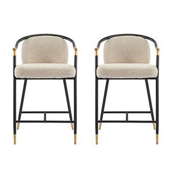 Christopher Knight Home Counter Stool with Iron Frame & Upholstered Seat Set of 2