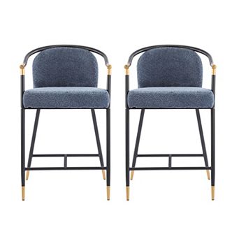 Christopher Knight Home Counter Stool with Iron Frame & Upholstered Seat Set of 2