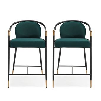 Christopher Knight Home Counter Stool with Iron Frame & Upholstered Seat Set of 2