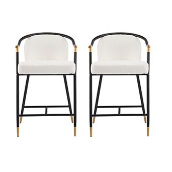 Christopher Knight Home Counter Stool with Iron Frame & Upholstered Seat Set of 2