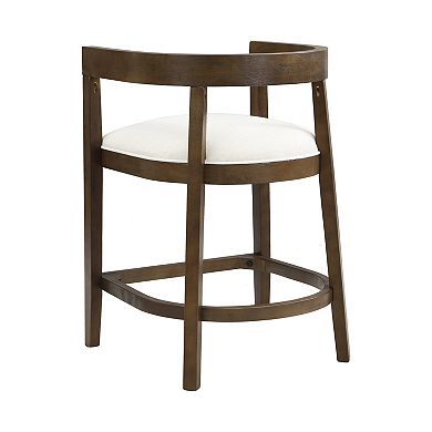 Christopher Knight Home Rubber Wood Counter Stool with Cutout Barrel Back & Tub Design Set of 2