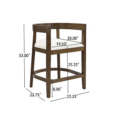 Christopher Knight Home Rubber Wood Counter Stool with Cutout Barrel Back & Tub Design Set of 2