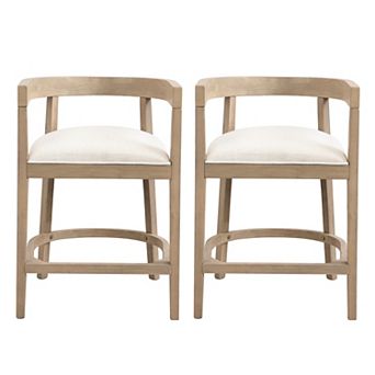 Christopher Knight Home Rubber Wood Counter Stool with Cutout Barrel Back & Tub Design Set of 2