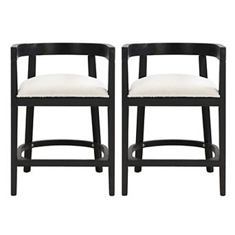 Christopher Knight Home Rubber Wood Counter Stool with Cutout Barrel Back & Tub Design Set of 2
