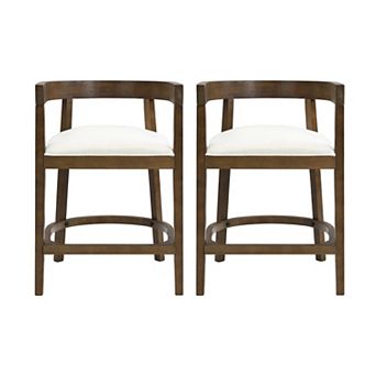 Christopher Knight Home Rubber Wood Counter Stool with Cutout Barrel Back & Tub Design Set of 2