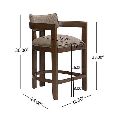 Christopher Knight Home Counter Height Bar Stool with Curved Solid Wood Backrest Set of 2