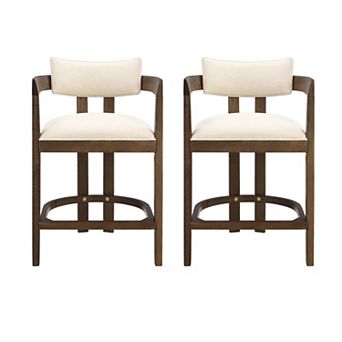 Christopher Knight Home Counter Height Bar Stool with Curved Solid Wood Backrest Set of 2