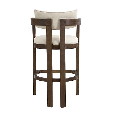 Christopher Knight Home Wooden Bar Stool with Curved Backrest & Upholstered Seat Set of 2