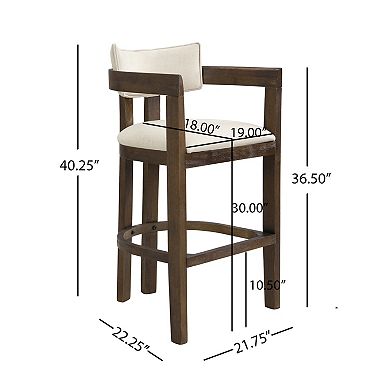 Christopher Knight Home Wooden Bar Stool with Curved Backrest & Upholstered Seat Set of 2