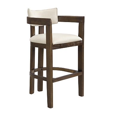 Christopher Knight Home Wooden Bar Stool with Curved Backrest & Upholstered Seat Set of 2