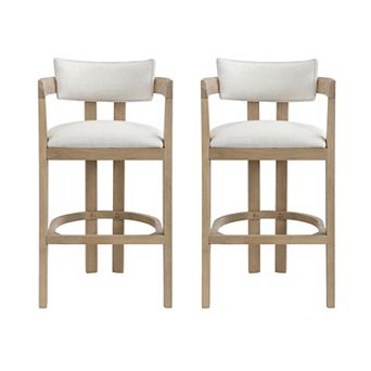 Christopher Knight Home Wooden Bar Stool with Curved Backrest & Upholstered Seat Set of 2
