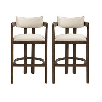 Christopher Knight Home Wooden Bar Stool with Curved Backrest & Upholstered Seat Set of 2