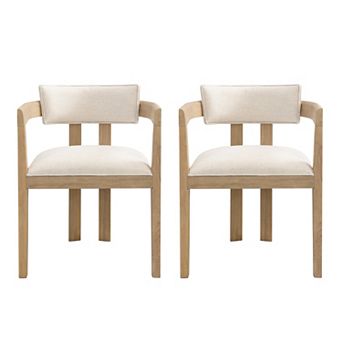 Christopher Knight Home Boucle Dining Chair with Wire-Brushed Rubber Wood Frame Set of 2