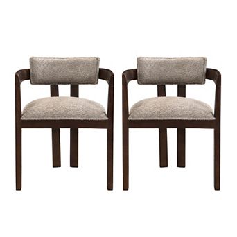 Christopher Knight Home Boucle Dining Chair with Wire-Brushed Rubber Wood Frame Set of 2
