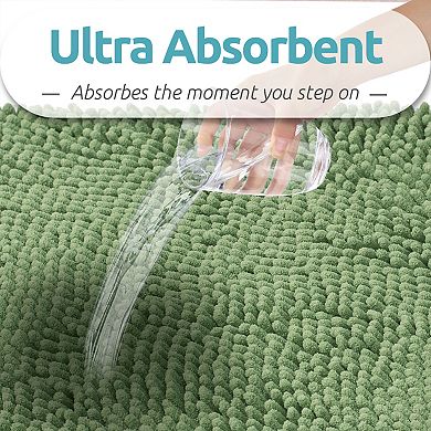 Bathroom Rugs, Extra Soft Absorbent Chenille Bath Rugs, Rubber Backing Quick Dry, Machine Washable