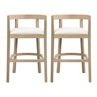 Christopher Knight Home Bar Stool with Cutout Barrel Back & Upholstered U-Shaped Seat Set of 2