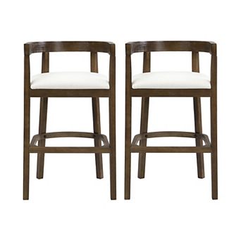 Christopher Knight Home Bar Stool with Cutout Barrel Back & Upholstered U-Shaped Seat Set of 2
