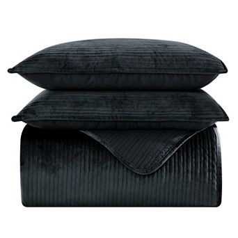 Elegant Comfort 3 pc Velvet Corduroy Stripe Quilted Bedspread Coverlet Set