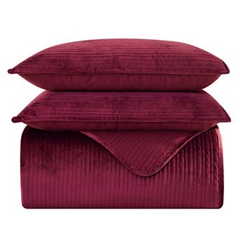 Elegant Comfort 3 pc Velvet Corduroy Stripe Quilted Bedspread Coverlet Set