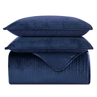 Elegant Comfort 3 pc Velvet Corduroy Stripe Quilted Bedspread Coverlet Set