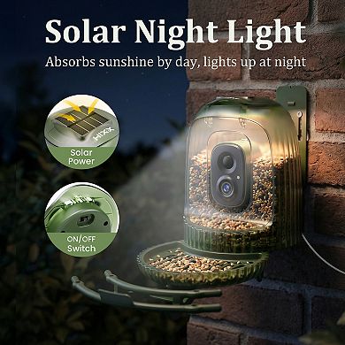 Coolfly x HiXX - 4MP Smart Bird Camera with Solar Night Light and Rotating Tray - 2.5K HD