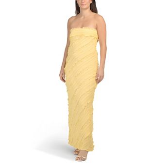 Ruffle Detail Strapless Maxi Dress