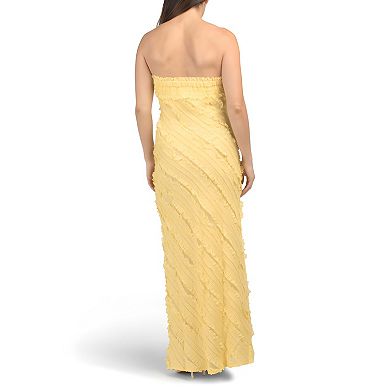 Ruffle Detail Strapless Maxi Dress