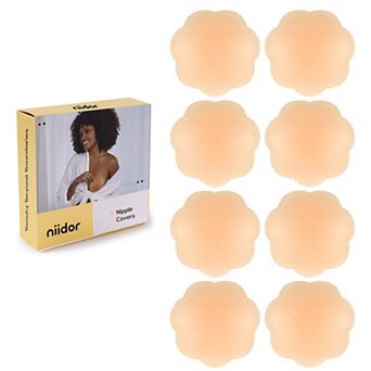 Niidor Women's Reusable Niiple Covers Silicone Gel Petals 4 Pairs - Nude One Size Fits Most