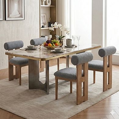 SEYNAR Modern Linen Upholstered Dining Chairs with Bolster Backrest