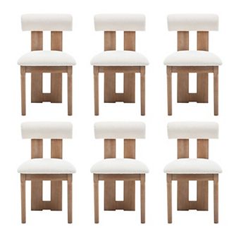 SEYNAR Modern Linen Upholstered Dining Chairs with Bolster Backrest