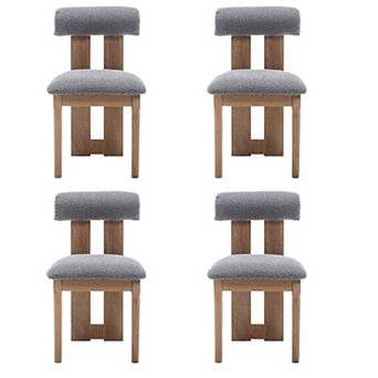 SEYNAR Modern Linen Upholstered Dining Chairs with Bolster Backrest