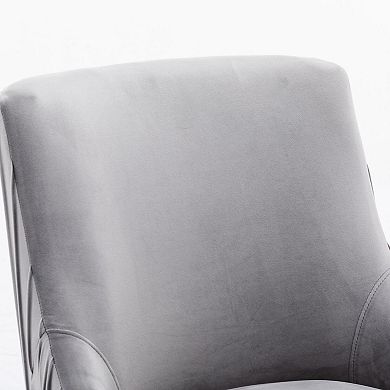 SEYNAR Modern Velvet Pleated Finish Back Dining Chairs with Rear Handle