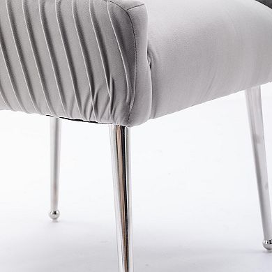 SEYNAR Modern Velvet Pleated Finish Back Dining Chairs with Rear Handle
