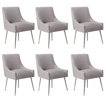 SEYNAR Modern Velvet Pleated Finish Back Dining Chairs with Rear Handle