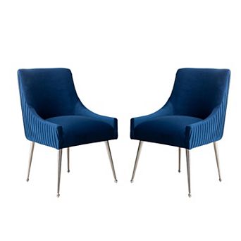 SEYNAR Modern Velvet Pleated Finish Back Dining Chairs with Rear Handle