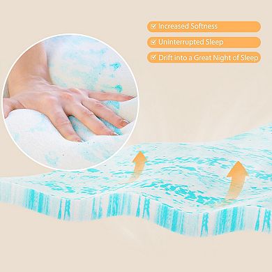 YIORTWO 4 Inch Memory Foam Mattress Topper Cooling Gel Plush Support