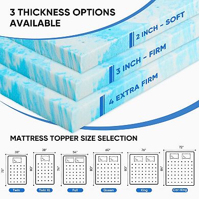 YIORTWO 4 Inch Memory Foam Mattress Topper Cooling Gel Plush Support