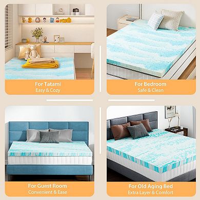 YIORTWO 4 Inch Memory Foam Mattress Topper Cooling Gel Plush Support