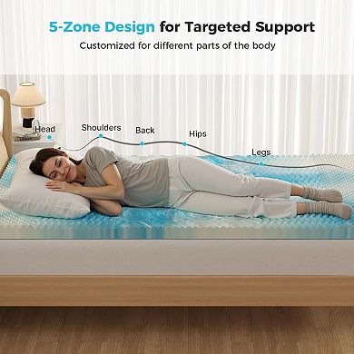 YIORTWO 4 Inch Memory Foam Mattress Topper Cooling Gel Plush Support