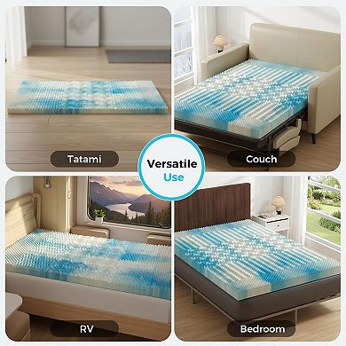 YIORTWO 4 Inch Memory Foam Mattress Topper Cooling Gel Plush Support